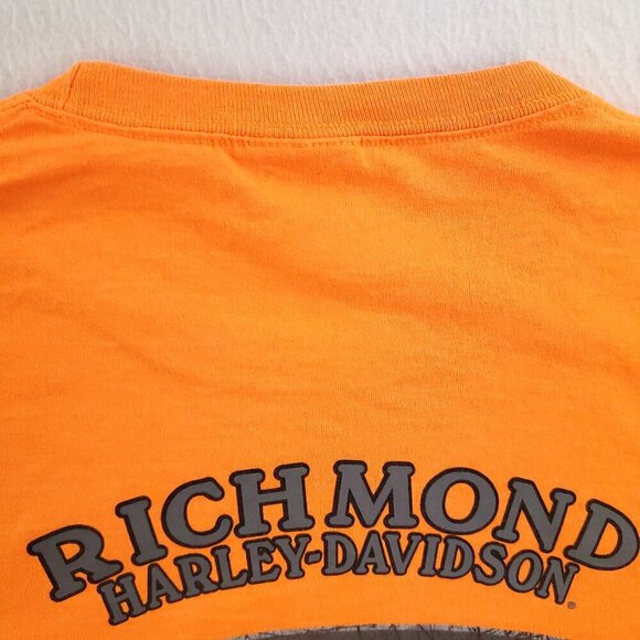 Harley Davidson T-Shirt Question Authority Richmond Virginia Bright Orange XL - Picture 11 of 11